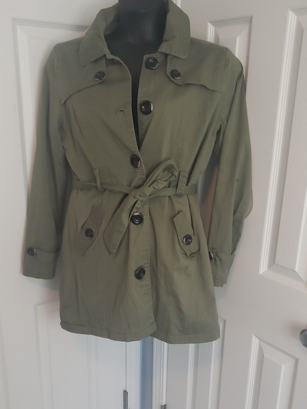 Charlotte Russe Olive Green Belted Trench Coat